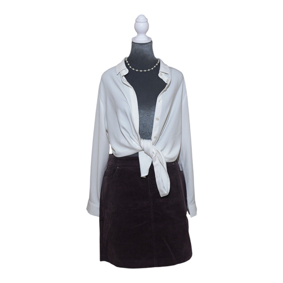 S.C. & Co. Women's Pull on Stretch Corduroy Skirt Black Sz L 5-Pocket Cotton EUC - Picture 2 of 16